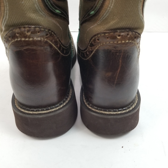 Justin Boots Brown and Aqua Cowgirl Boots - Picture 5 of 7